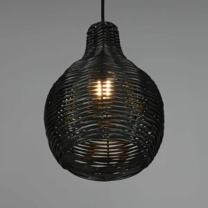 Hot Reality Leuchten Suspension Sprout en rotin, à 1 lampe, noire