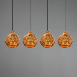 Outlet Reality Leuchten Suspension Sprout en rotin, à 4 lampes, naturelle