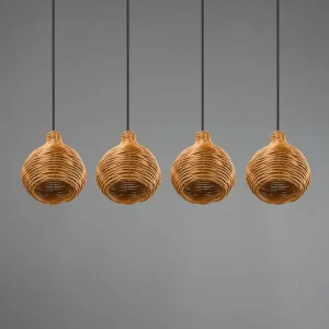 Outlet Reality Leuchten Suspension Sprout en rotin, à 4 lampes, naturelle