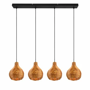 Outlet Reality Leuchten Suspension Sprout en rotin, à 4 lampes, naturelle