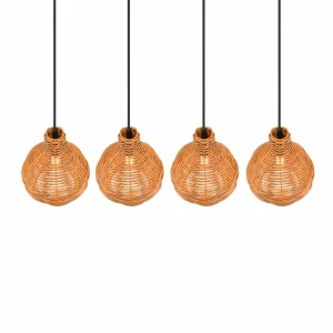 Outlet Reality Leuchten Suspension Sprout en rotin, à 4 lampes, naturelle