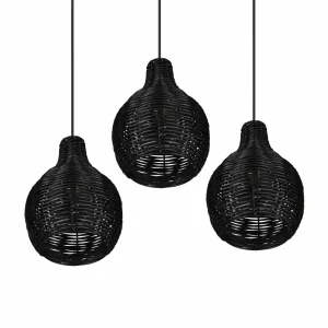 Shop Reality Leuchten Suspension Sprout en rotin, à 3 lampes, noire