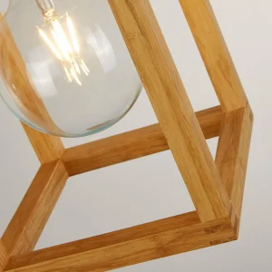 Shop Searchlight Suspension Square, 30 cm de haut, bambou, E27