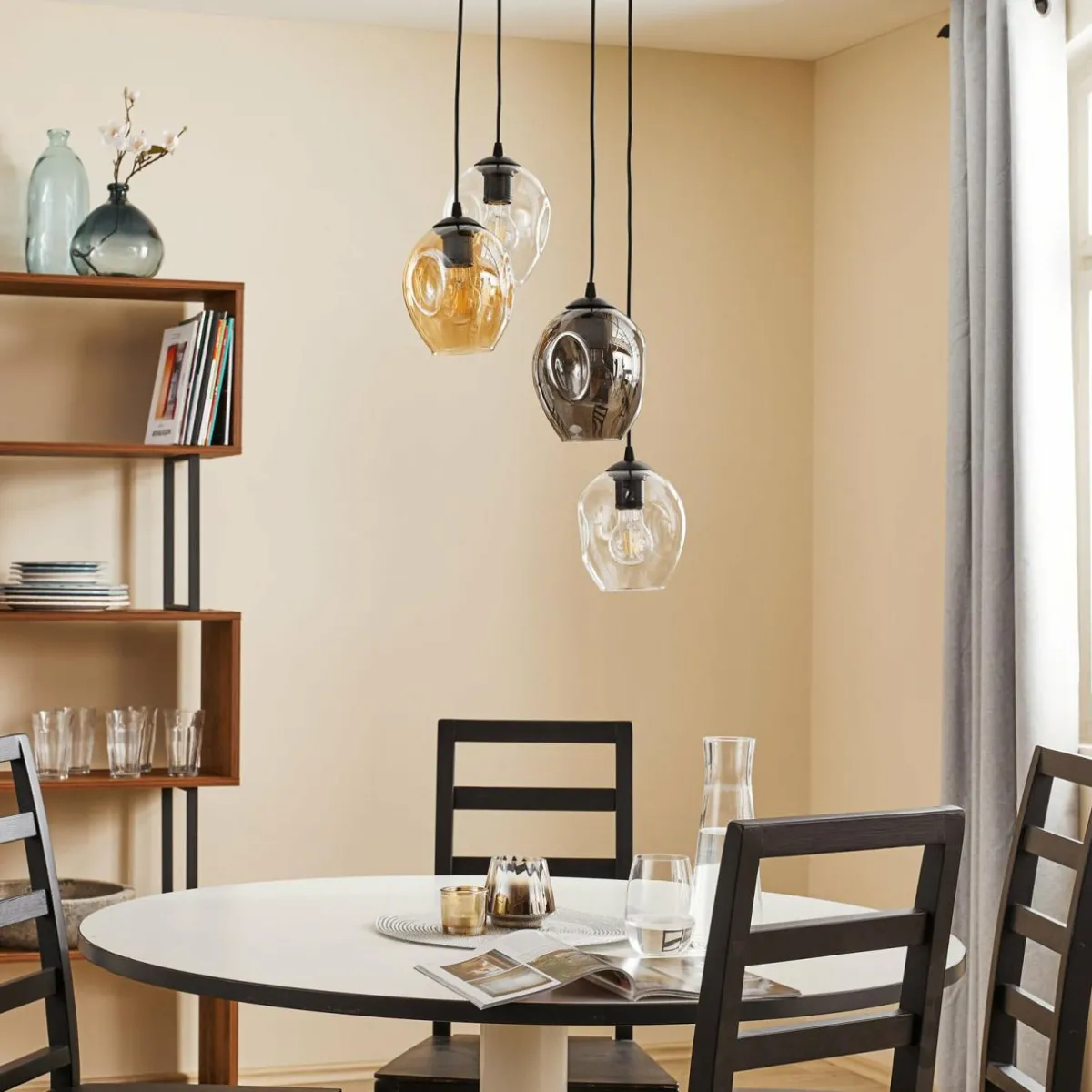 suspension_starla_ronde__lampes_graphiteambre_0.webp Discount EMIBIG LIGHTING Suspension Starla ronde 4 lampes graphite/ambre