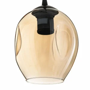 Discount EMIBIG LIGHTING Suspension Starla ronde 4 lampes graphite/ambre