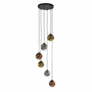 Shop Zijlstra Suspension Stellar, or/argent/cuivre, Ø 50 cm, verre 6 lampes