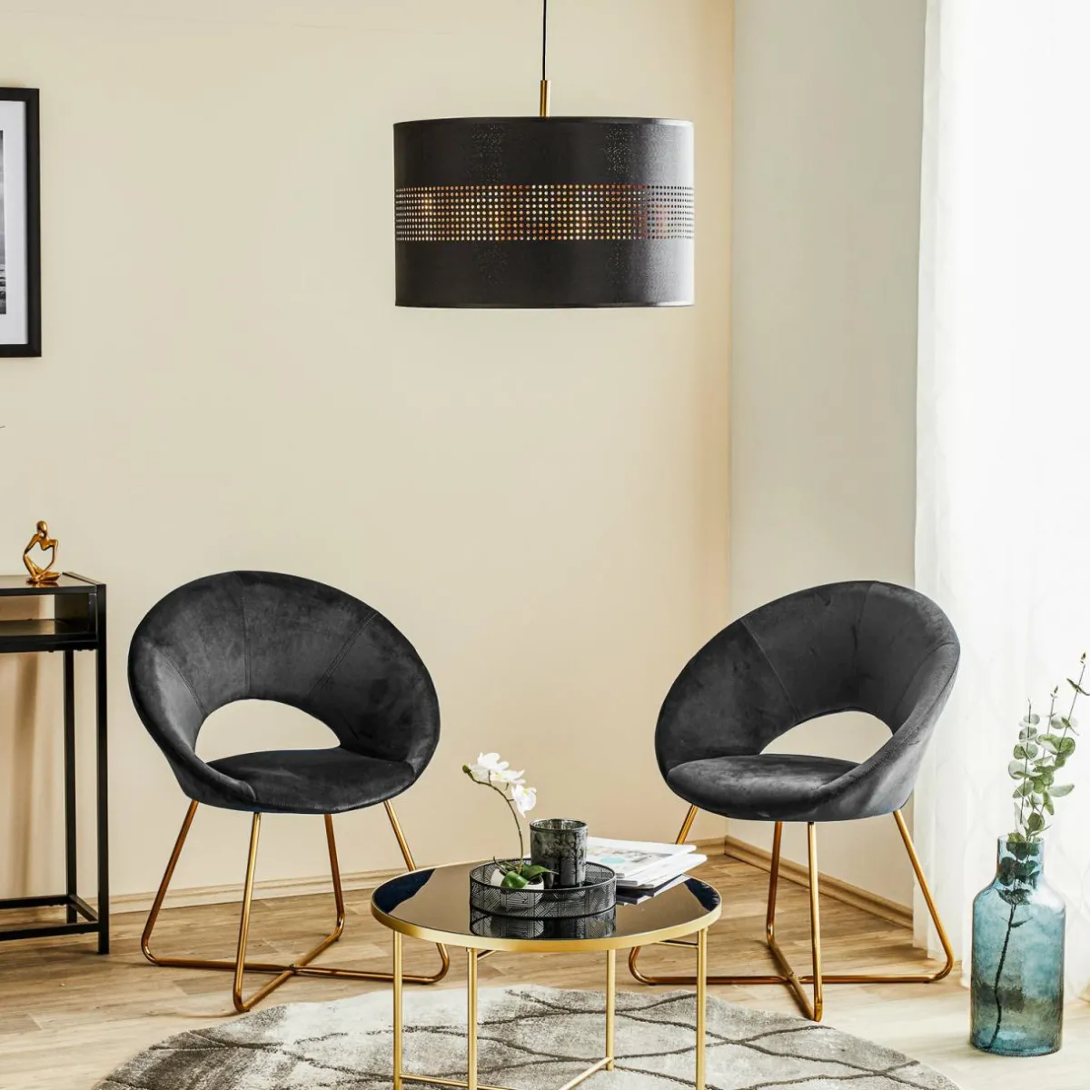 suspension_tago__une_lampe_noiredore_0.webp Discount TK Lighting Suspension Tago, à une lampe, noire/dorée