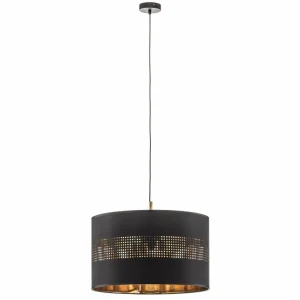 Discount TK Lighting Suspension Tago, à une lampe, noire/dorée