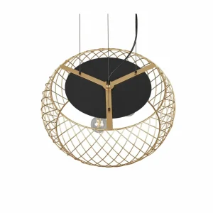 Cheap Trio Lighting Suspension Tamil avec abat-jour cage, laiton mat
