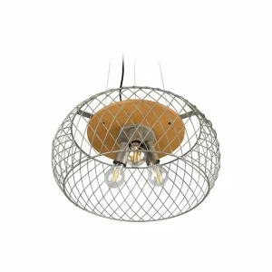 Best Trio Lighting Suspension Tamil avec abat-jour cage nickel ancien