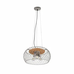 Best Trio Lighting Suspension Tamil avec abat-jour cage nickel ancien