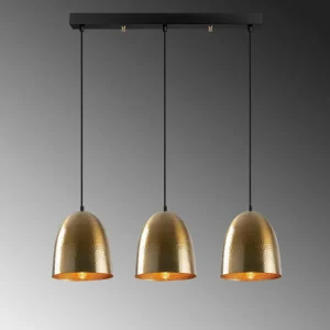 Store Opviq Suspension Tattoo 6172, antique doré, métal, 3 lampes long