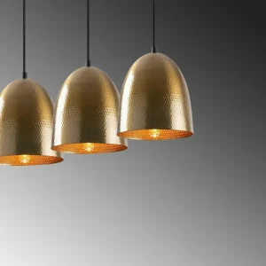 Store Opviq Suspension Tattoo 6172, antique doré, métal, 3 lampes long