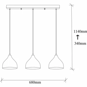 Cheap Opviq Suspension Tattoo 6214, métal doré à 3 lampes linear