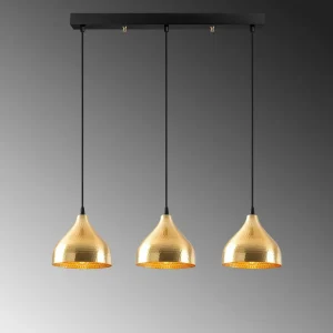 Cheap Opviq Suspension Tattoo 6214, métal doré à 3 lampes linear