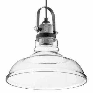 Fashion Lamkur Suspension Teo avec abat-jour en verre, chromée