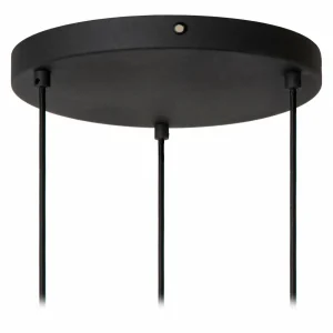 Shop Lucide Suspension textile Rafal, Ø 30 cm, gris, angulaire, à 3 lampes