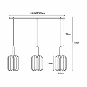 Store Lucide Suspension textile Rafal, grise, angulaire, à 3 lampes
