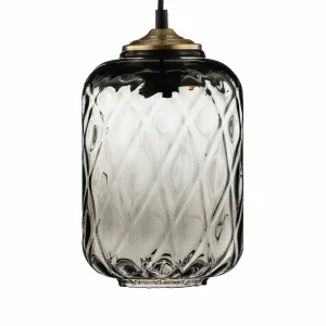 Fashion Solbika Lighting Suspension Tezeusz Abat-jour en verre gris fumé Ø 17cm