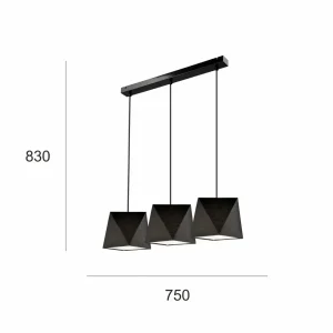 Best Sale Lamkur Suspension Thea, à trois lampes, noire