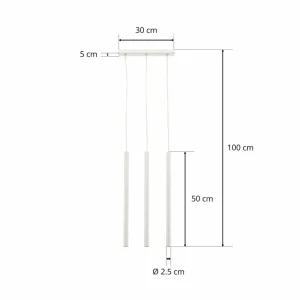 Hot Euluna Suspension Thin, blanc, à 3 lampes, Linear