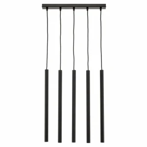 Best Sale SOLLUX LIGHTING Suspension Thin, noir, à cinq lampes, linéaire