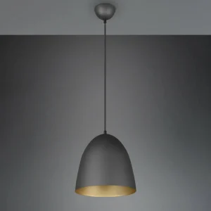 Best Reality Leuchten Suspension Tilda, à une lampe, noire/dorée Ø 25 cm