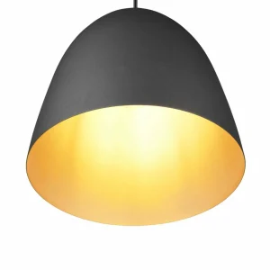 Best Reality Leuchten Suspension Tilda, à une lampe, noire/dorée Ø 25 cm