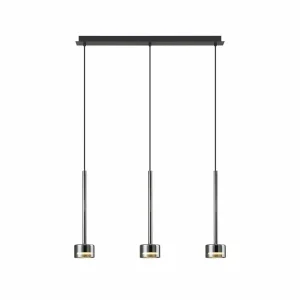 Clearance Mantra Iluminación Suspension Tonic, noir/chrome, poutre, 3 lampes, métal, verre