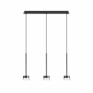 Flash Sale Mantra Iluminación Suspension Tonic, noir/clair, poutre, 3 lampes, métal, verre