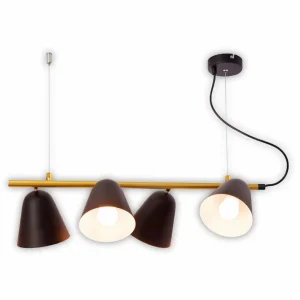 Store Näve Suspension Triton noire et dorée, quatre lampes