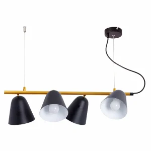 Store Näve Suspension Triton noire et dorée, quatre lampes