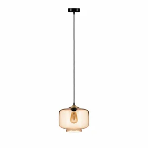 Best Solbika Lighting Suspension Tube avec abat-jour en verre brun clair Ø 25cm