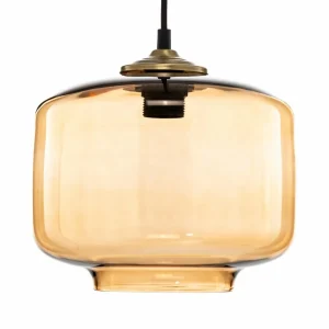 Best Solbika Lighting Suspension Tube avec abat-jour en verre brun clair Ø 25cm