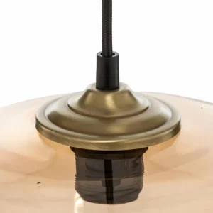 Best Solbika Lighting Suspension Tube avec abat-jour en verre brun clair Ø 25cm