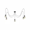 New HELAM Suspension Tube Long, noir, métal, 5 lampes, E27