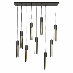 Sale Zijlstra Suspension Tube, noir, 100 x 18 cm, métal, à 9 lampes