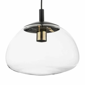 Sale Euluna Suspension Turku 3 lampes ronde transparente/noire