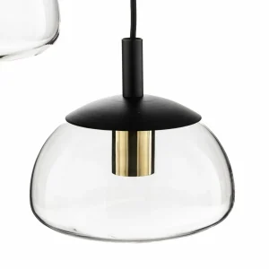 Sale Euluna Suspension Turku 3 lampes ronde transparente/noire