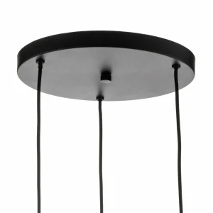 Sale Euluna Suspension Turku 3 lampes ronde transparente/noire