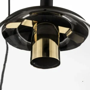 Sale Euluna Suspension Turku 3 lampes ronde transparente/noire
