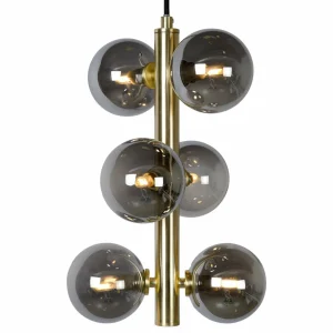 Flash Sale Lucide Suspension Tycho, à 6 lampes, dorée/gris fumé
