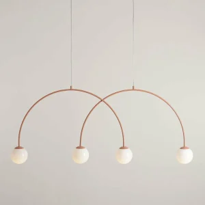 Cheap ALDEX Suspension Una 4, métal, verre, à 4 lampes, rouge corail