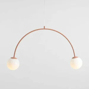 Flash Sale ALDEX Suspension Una 2, métal, verre, à 2 lampes, rouge corail