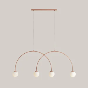 Cheap ALDEX Suspension Una 4, métal, verre, à 4 lampes, rouge corail