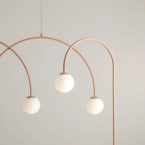 Cheap ALDEX Suspension Una 4, métal, verre, à 4 lampes, rouge corail