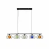 Shop Eco-Light Suspension Uranus, multicolore, longueur 98 cm, 5 lampes, verre