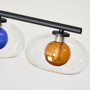 Shop Eco-Light Suspension Uranus, multicolore, longueur 98 cm, 5 lampes, verre