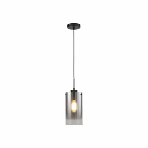 Shop Freelight Suspension Ventotto, noir/fumée, Ø 15 cm, verre