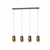 Shop Freelight Suspension Ventotto, noir/or, longueur 125 cm, à 4 lampes.